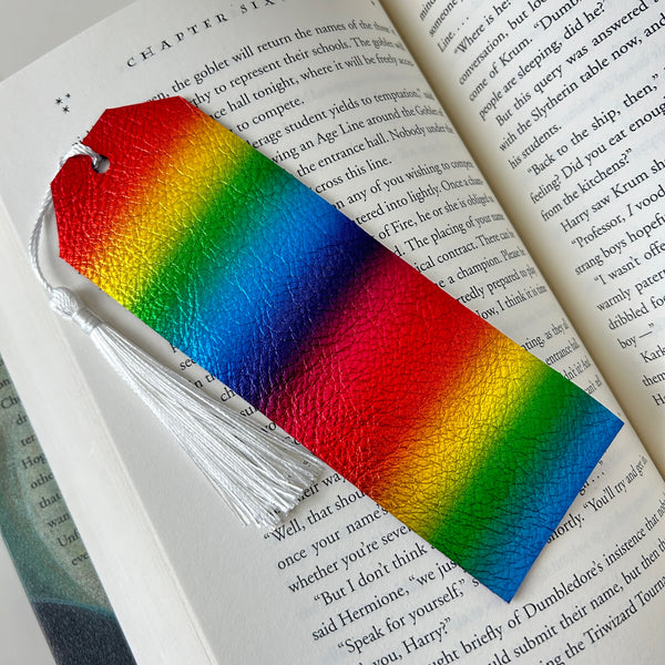 Metallic Rainbow Leather Bookmark
