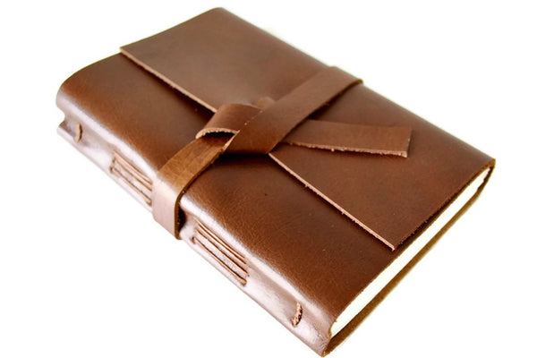 Custom Leather Grid Journal, Dot or Graph Grid Pages, Golden Brown