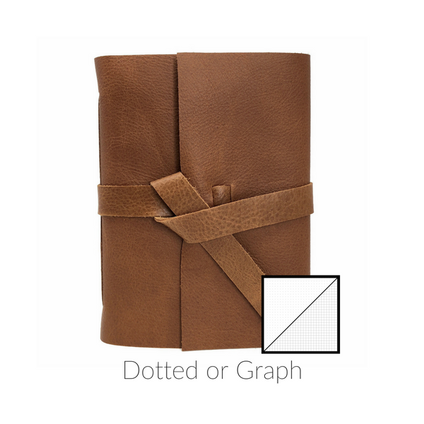 Golden Brown Leather bullet journal front view