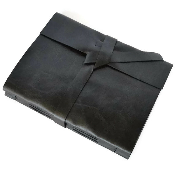 Black Leather Bound Journal Custom Made with Genuine Leather