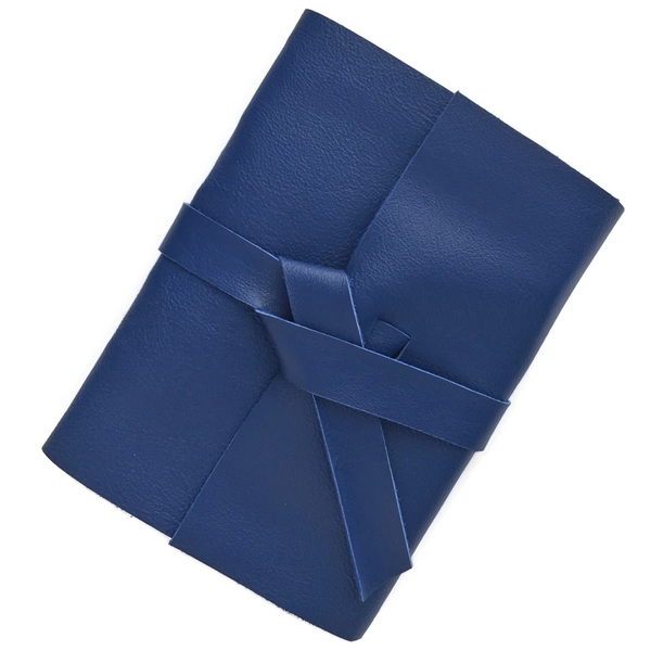 Dark Blue Slim Leather Travel Journal, 96 pages