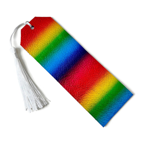 Metallic Rainbow Leather Bookmark