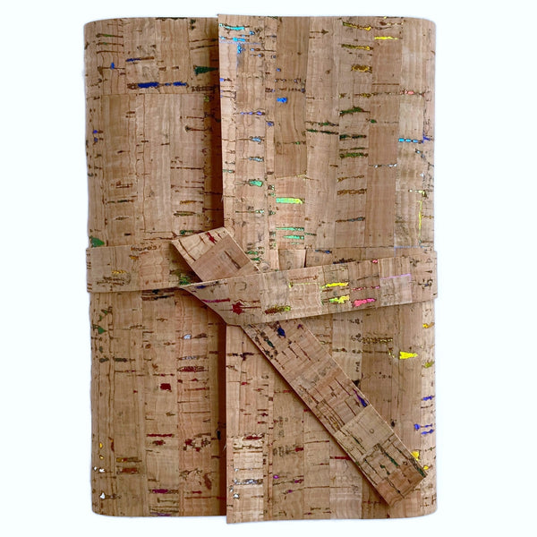 Ready To Ship 5x7 Vegan Cork Unlined Notebook, Natural Rainbow