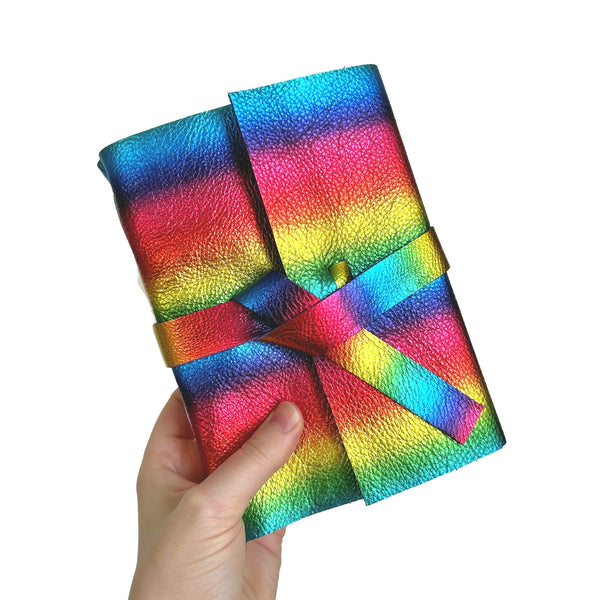New Metallic Rainbow Leather Journal Notebook or Sketchbook