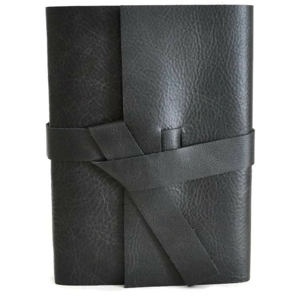 Front view of Black Leather Journal