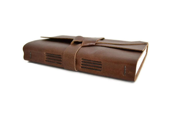 Chocolate Brown Leather Journal Spine View