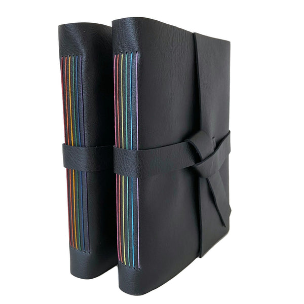 Ready To Ship, 6x8 Lined Rainbow Thread Leather Notebook