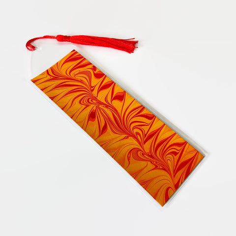 Bookmark with Hand Marbled Paper, Orange