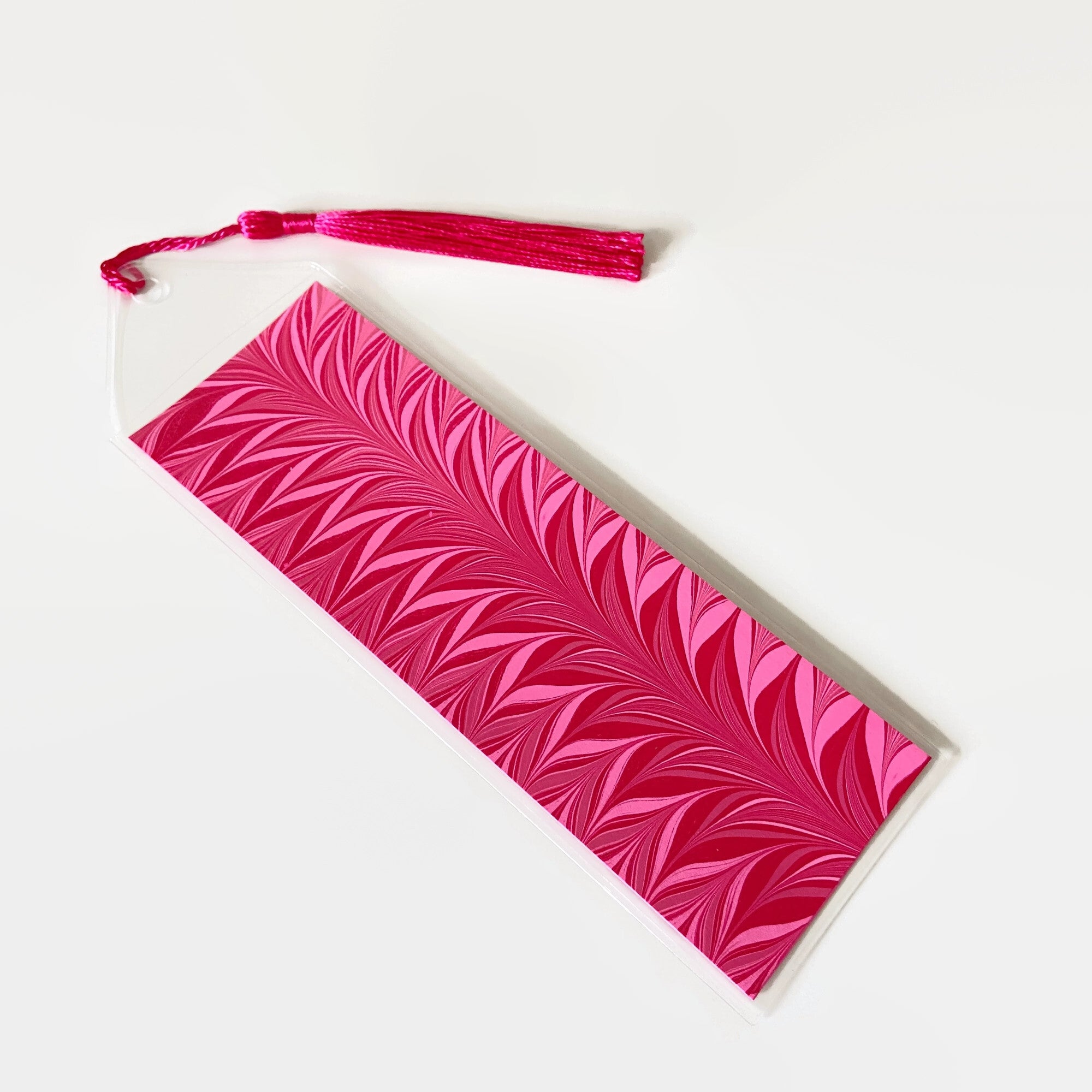 Bookmark with Hand Marbled Paper, Pink