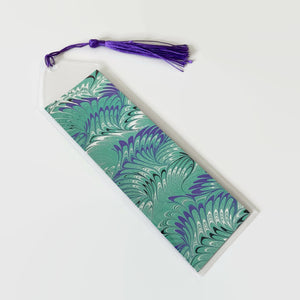 Bookmark with Hand Marbled Paper, Mint Green