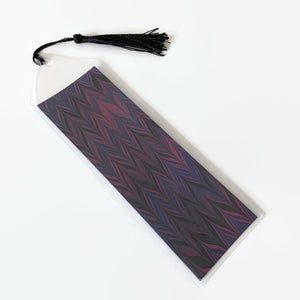 Bookmark with Hand Marbled Paper, Maroon Blue Black