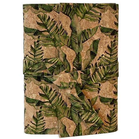 Ready To Ship Vegan Cork Unlined Notebook, Banana Leaves