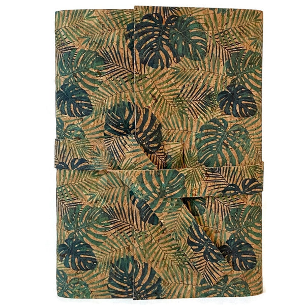 monstera leaves cork journal front view