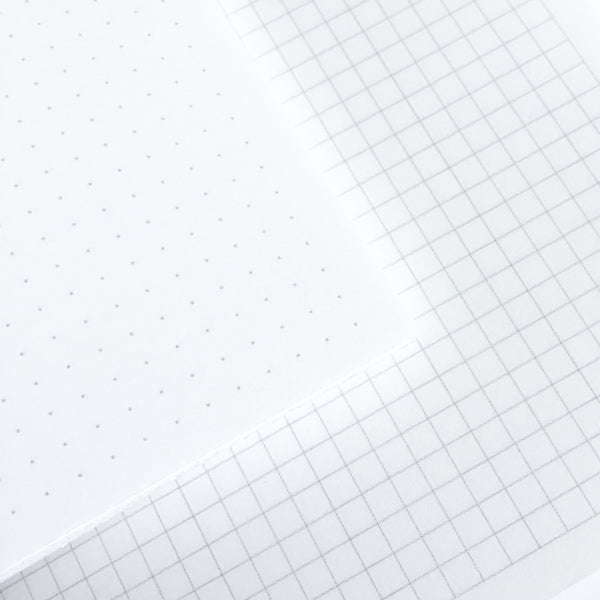 Inside View of Handmade Leather Journal with Dot or Graph Grid Pages