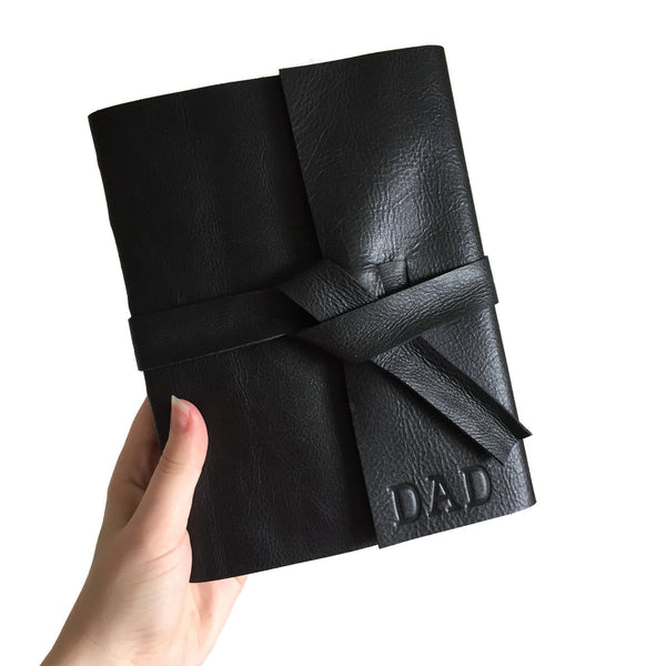 Black Leather Journal Personalized with DAD