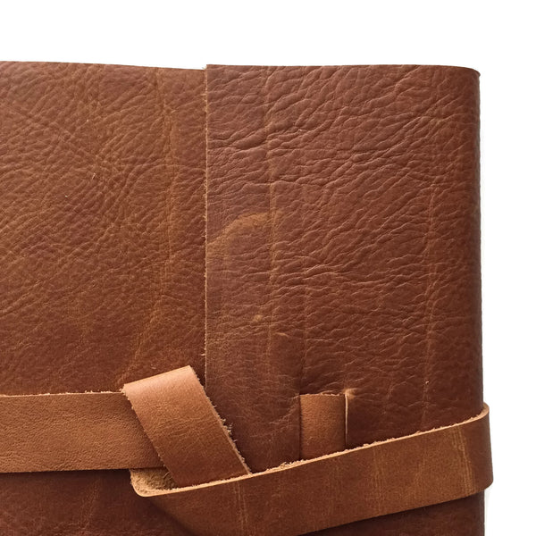 Detail of Golden Brown Extra Character Leather Cover Example