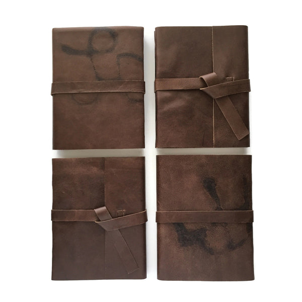 4 Examples of Chocolate Brown Journals with Extra Character Leather Covers