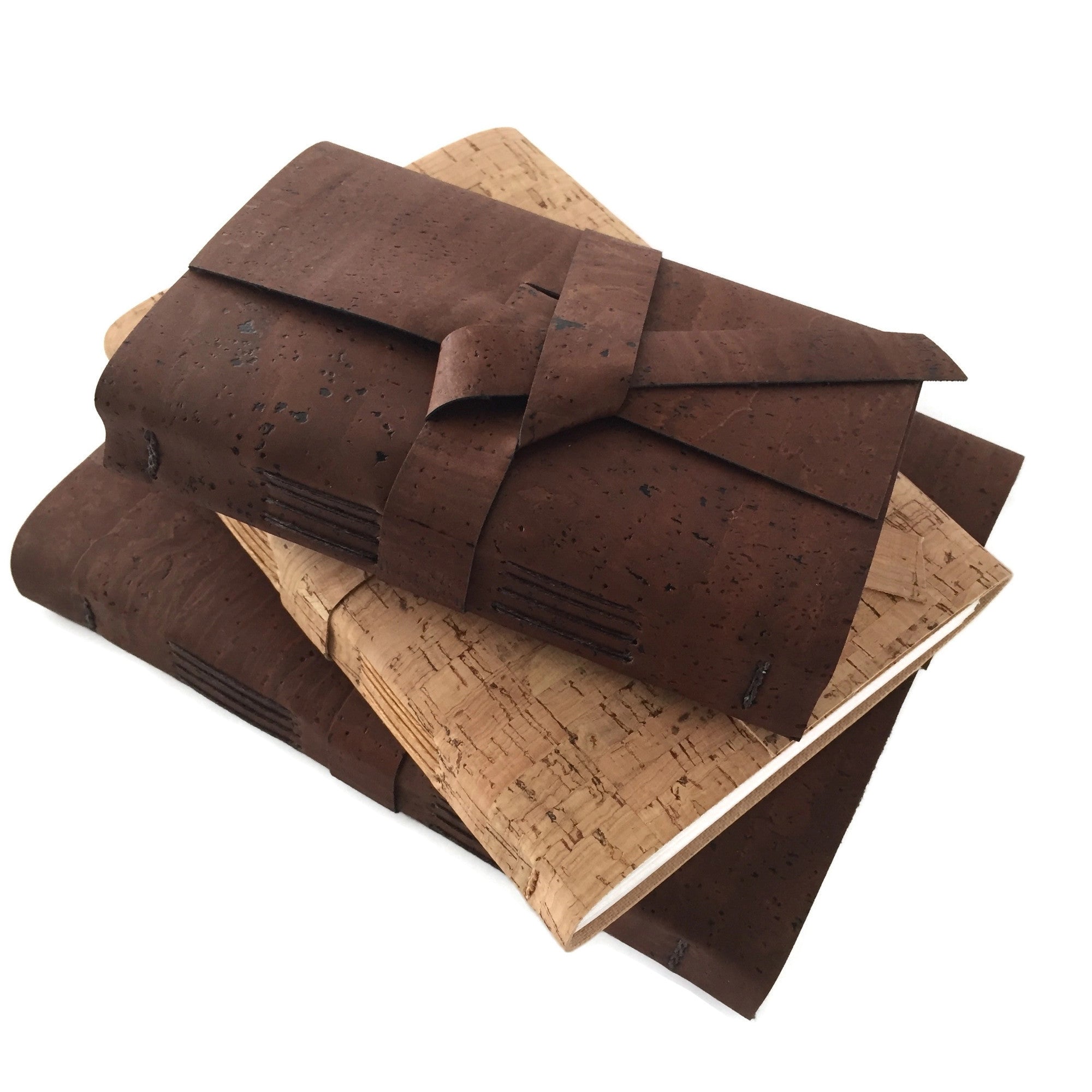 handmade vegan eco friendly natural cork journals assorted stacked