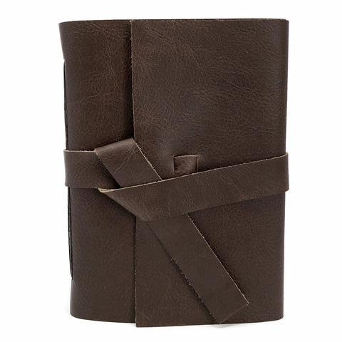 Front view chocolate slim leather journal