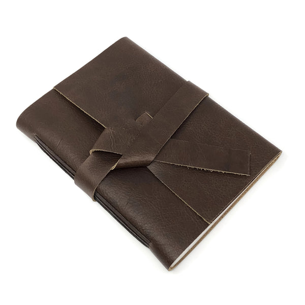 Chocolate Brown Slim Leather Travel Journal, 96 pages