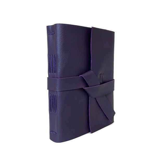 Custom Leather Grid Journal, Dot or Graph Grid Pages, Dark Purple