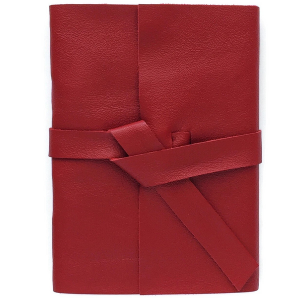 Deep Red Slim Leather Travel Journal, 96 pages
