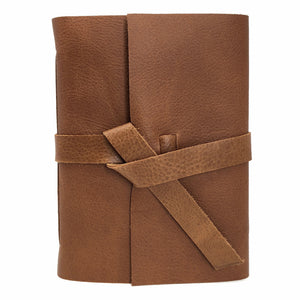 Front of Golden Brown Slim Leather Journal