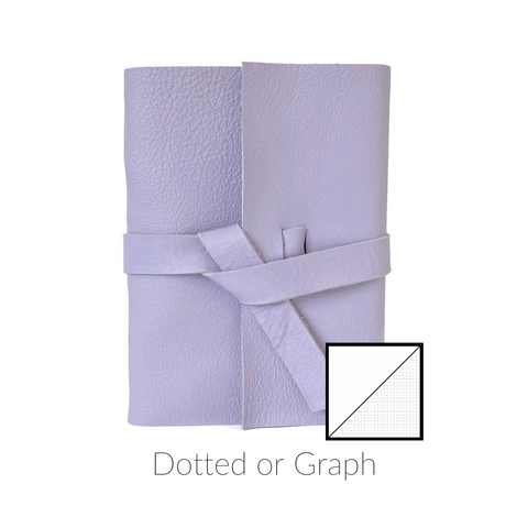 Custom Leather Grid Journal, Dot or Graph Grid Pages, Light Purple