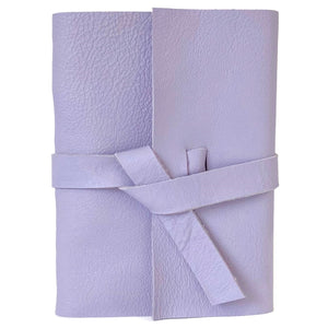lavender light purple leather sketchbook front view