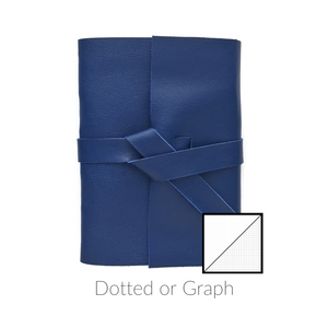Dark Navy Blue Leather Dotted Graph Grid Journal