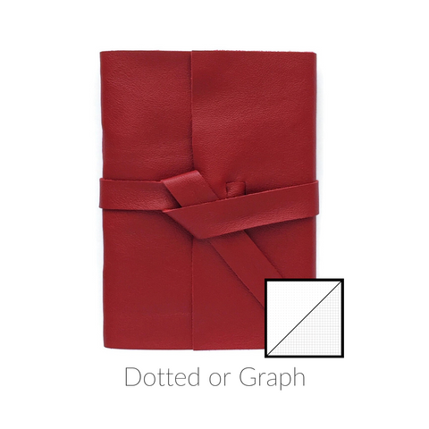 Red Leather Dotted Graph Grid Journal
