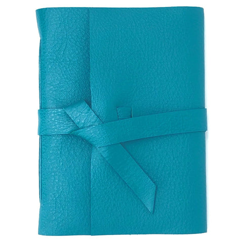 Front view of Teal Blue Slim Leather Journal Notebook